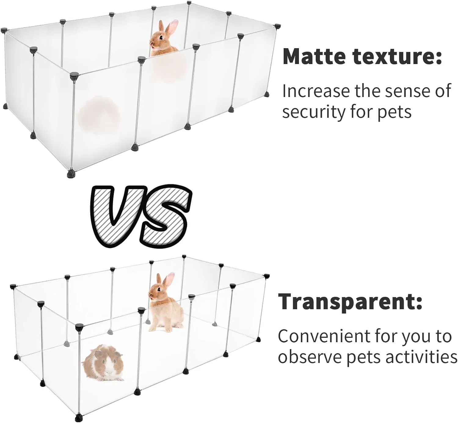12 Panels Pet Playpen 16x12 Bunny Pen Rabbit Cage Pet Fence Indoor DIY Plastic Enclosure for Guinea Pigs, Bunny, Hamsters, Hedgehogs (Clear)