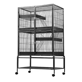 160CM Tall Bird Cage Parrot Aviary Pet Stand Budgie Perch Castor with Wheels Extra Large 93x 63.5x160cm,2 Access Door & 4 Level