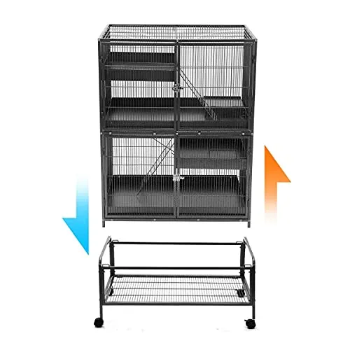 160CM Tall Bird Cage Parrot Aviary Pet Stand Budgie Perch Castor with Wheels Extra Large 93x 63.5x160cm,2 Access Door & 4 Level