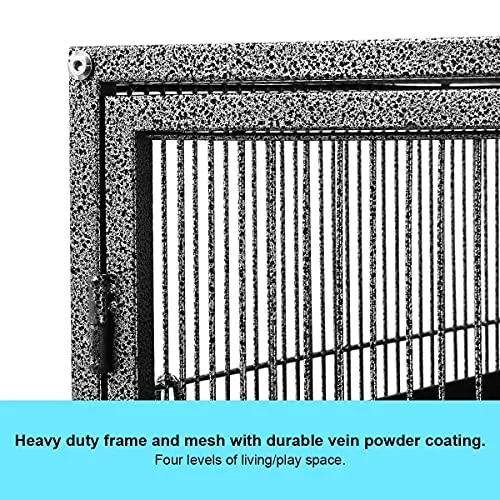 160CM Tall Bird Cage Parrot Aviary Pet Stand Budgie Perch Castor with Wheels Extra Large 93x 63.5x160cm,2 Access Door & 4 Level