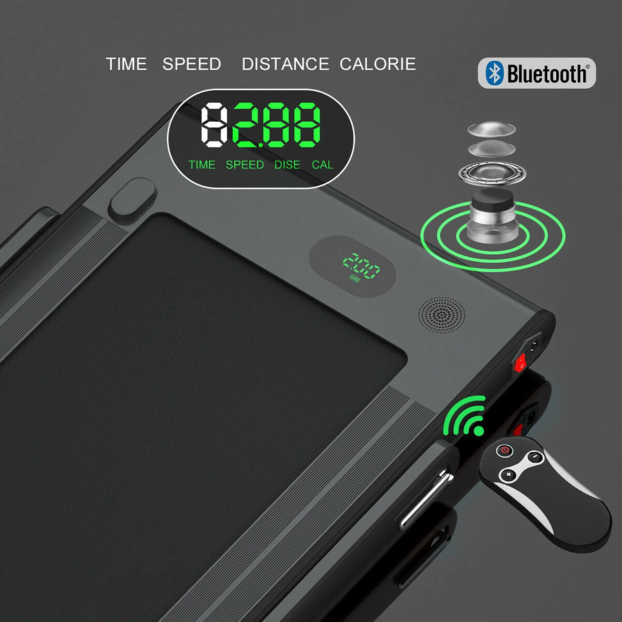 2 in 1 Folding Treadmill Remote Control W/ APP  Speaker