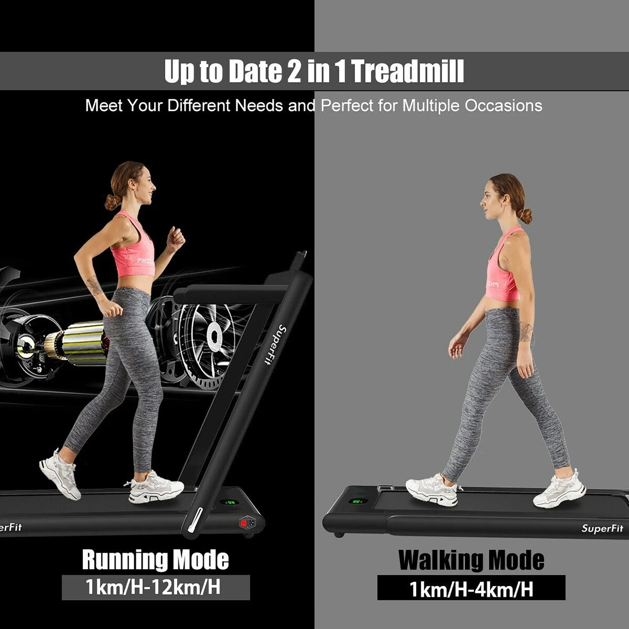 2 in 1 Folding Treadmill Remote Control W/ APP  Speaker
