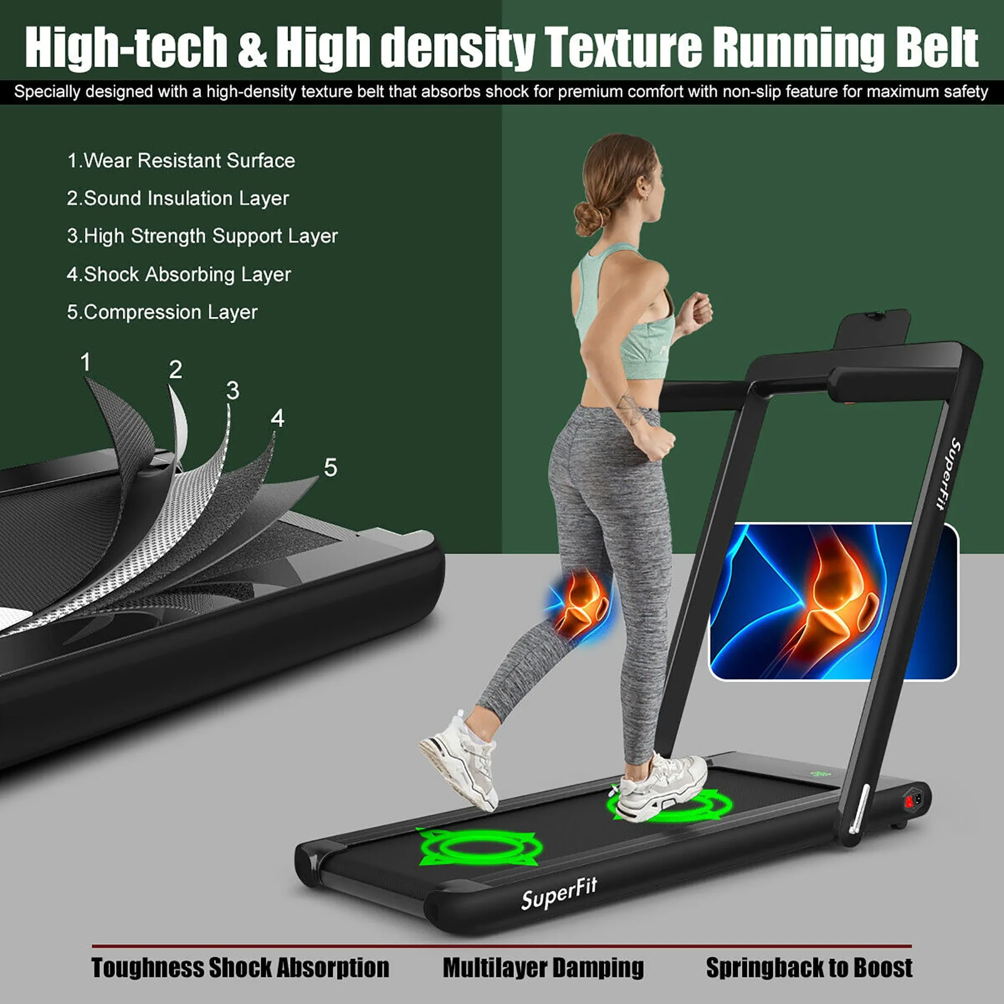 2 in 1 Folding Treadmill Remote Control W/ APP  Speaker