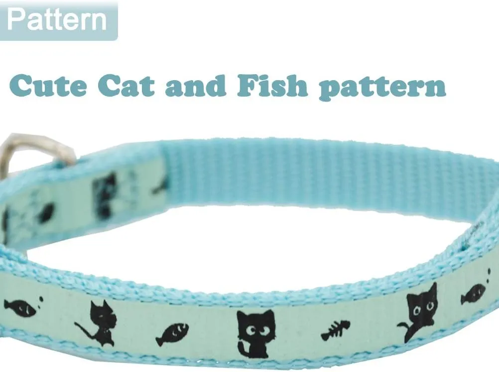 2 Pack Glow in The Dark Cat Collar with Bell Breakaway Safety Cat Puppy Collars with Pendant Purple and Light Blue