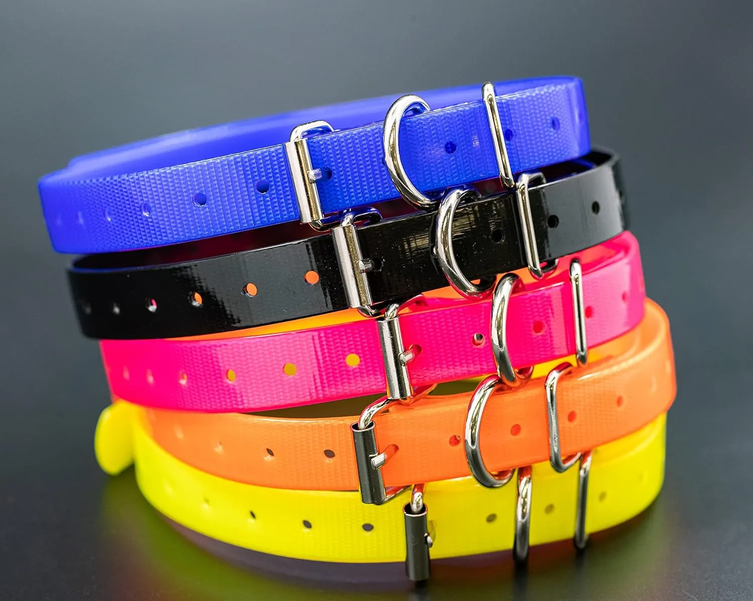 27  X  Replacement Dog Collar Strap Band w/Double Buckle Loop - All Brands Pet Training Bark, Shock, e-Collars and Fences. Wide Variety of Bold Standard Colors and Reflective Choices.
