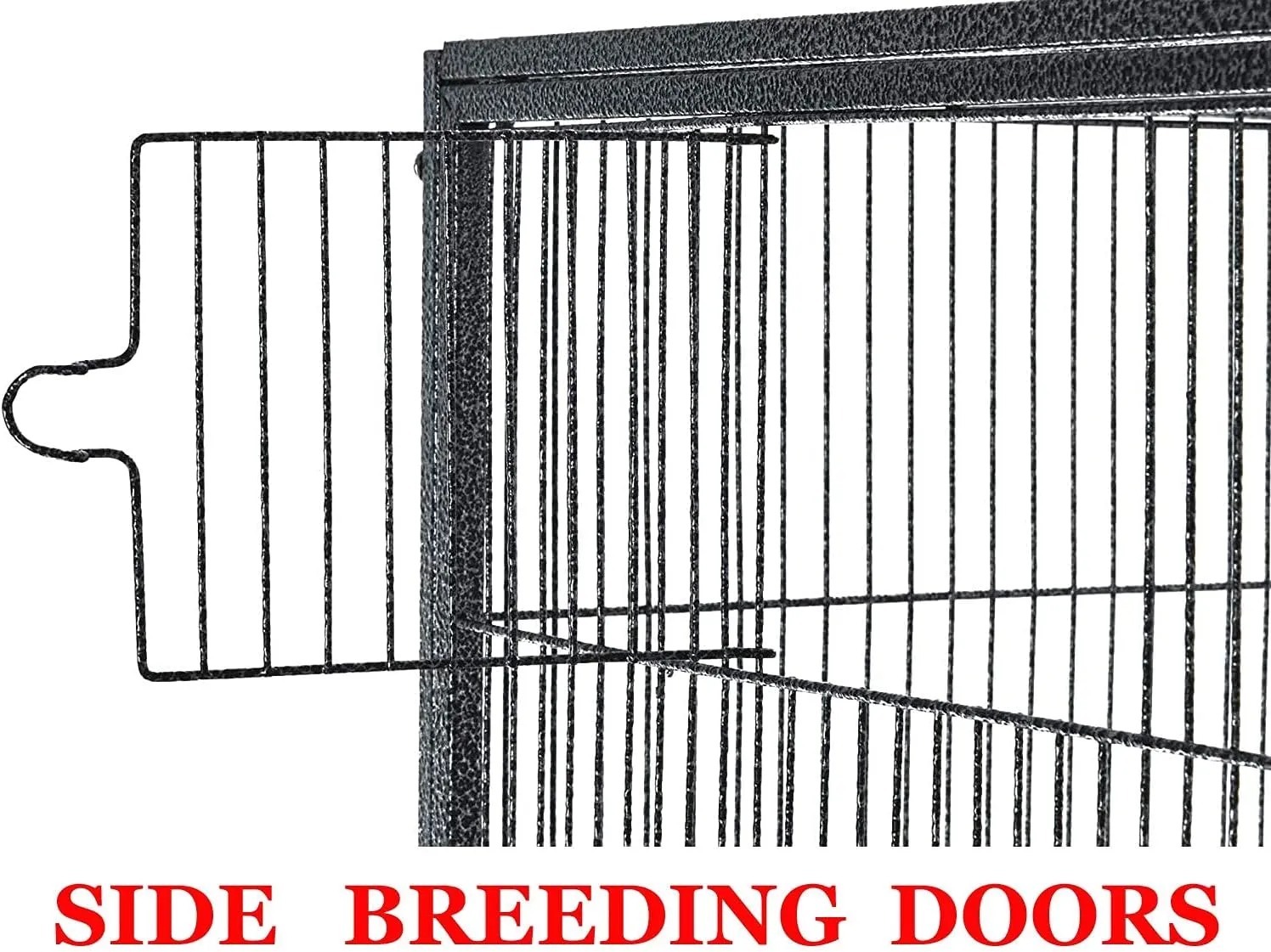 64" Extra Large Tight 1/2-Inch Bar Spacing Wrought Iron Flight Canary Parakeet Cockatiel Lovebird Finch Home Cage Side Nesting Box Doors with Removable Rolling Stand