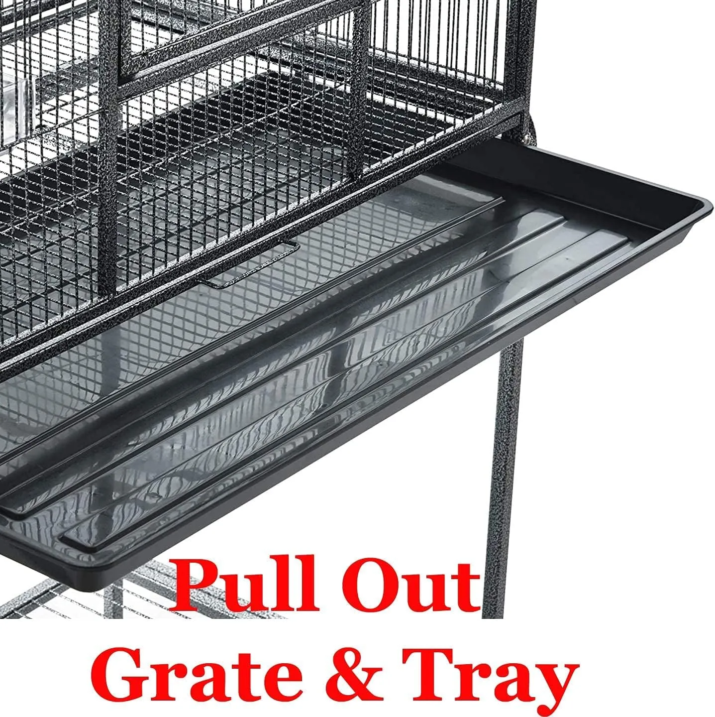 64" Extra Large Tight 1/2-Inch Bar Spacing Wrought Iron Flight Canary Parakeet Cockatiel Lovebird Finch Home Cage Side Nesting Box Doors with Removable Rolling Stand
