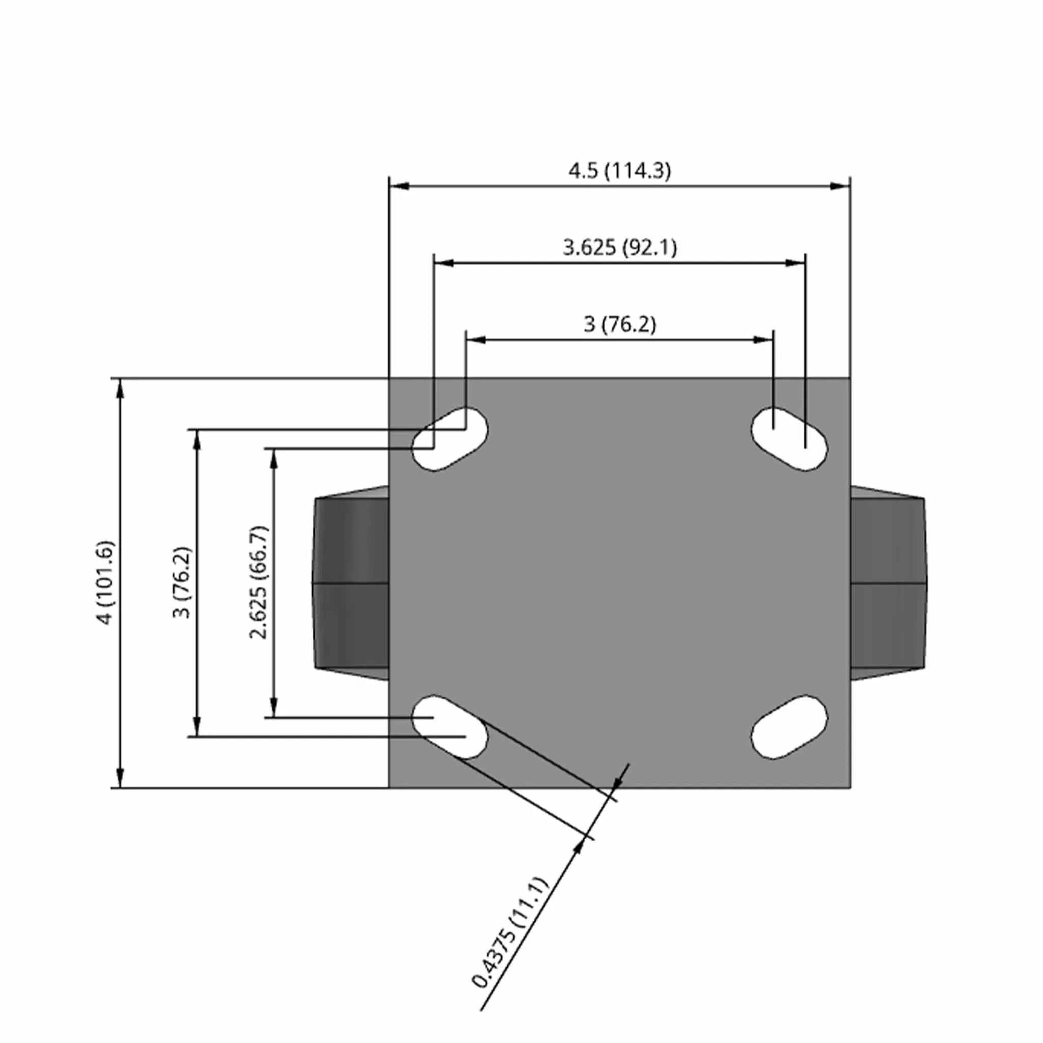 6"x2" Ergonomic Rigid Flat Performance-Rubber Wheel Caster