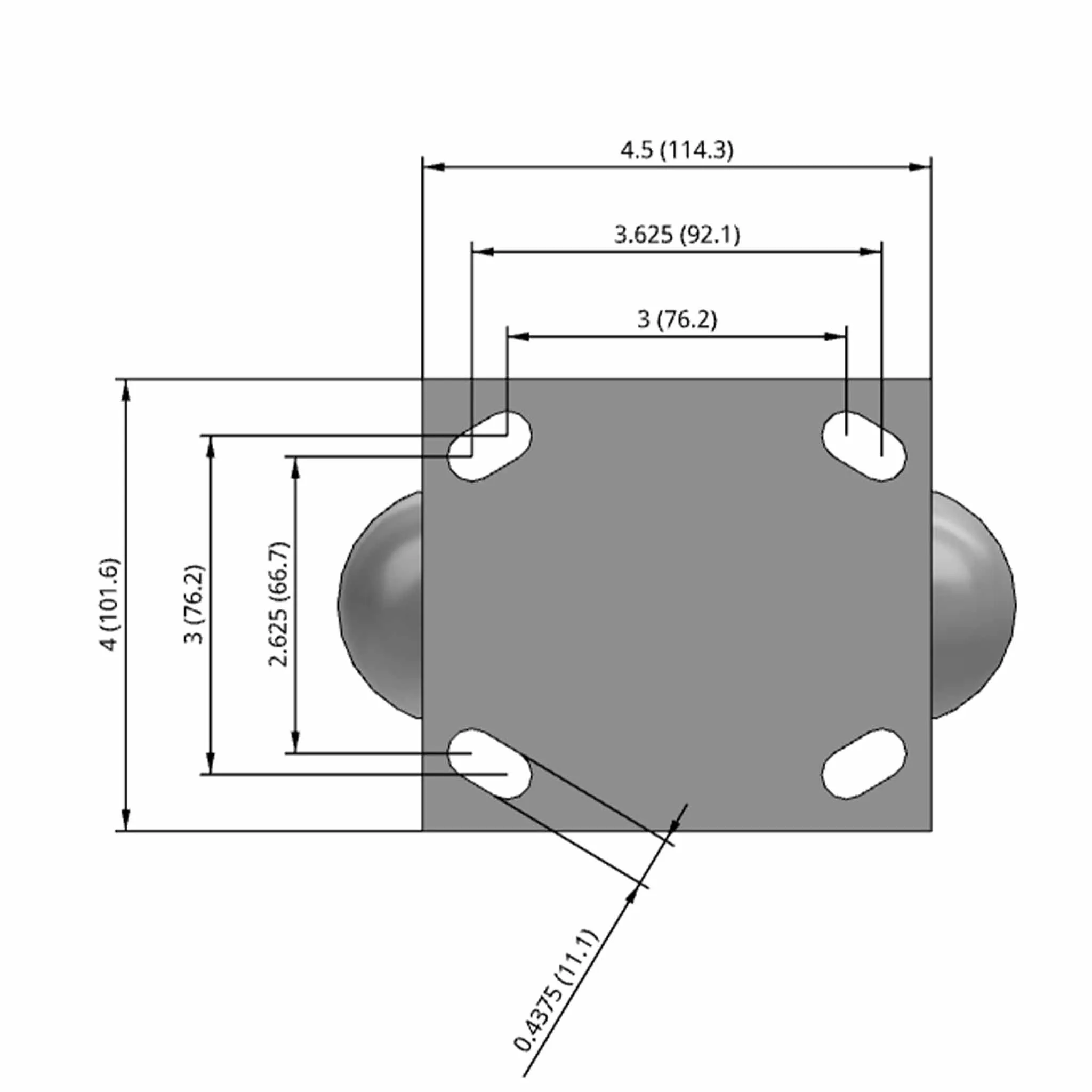 6"x2" Ergonomic Rigid Performance-Rubber Donut Wheel Caster
