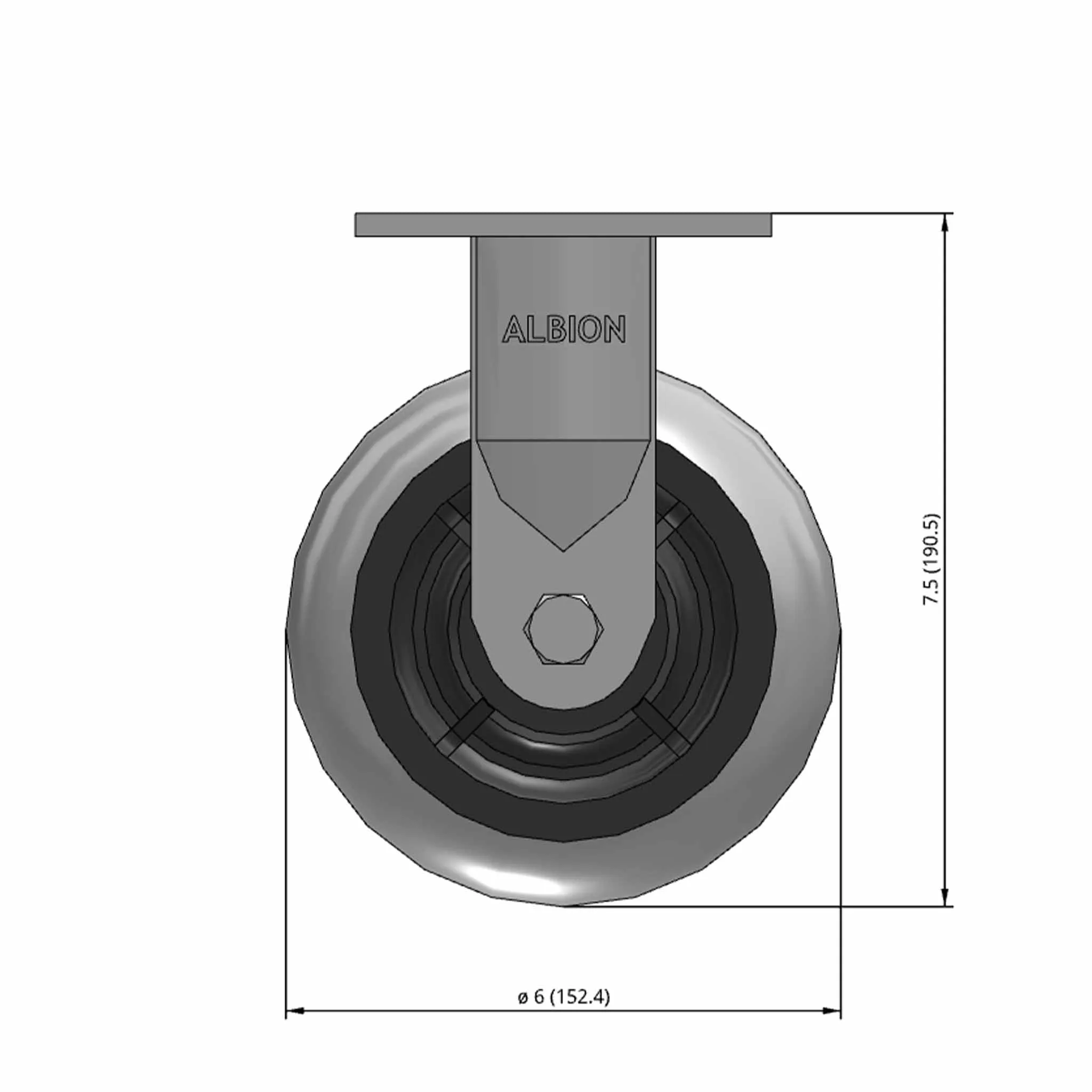 6"x2" Ergonomic Rigid Performance-Rubber Donut Wheel Caster
