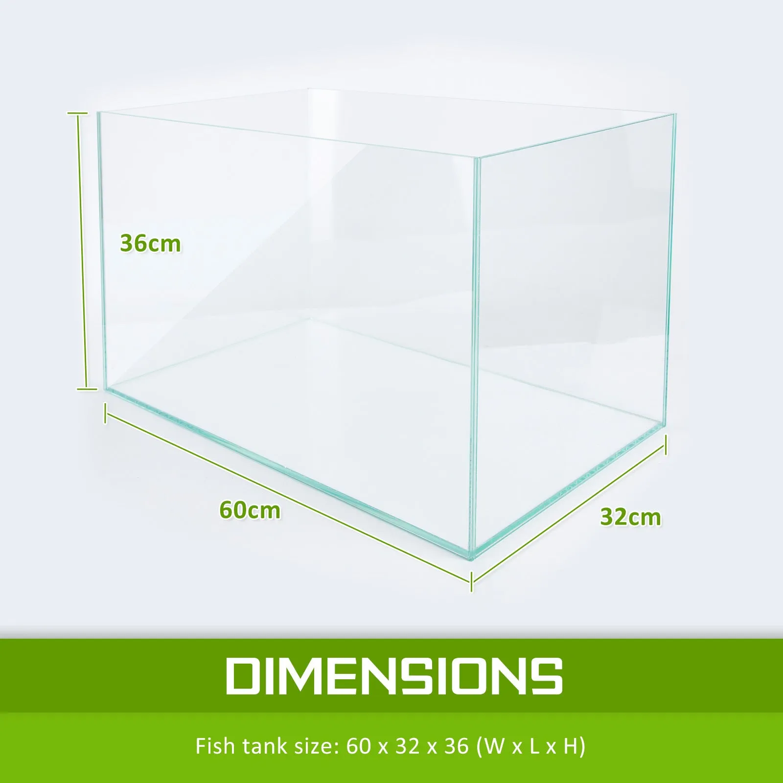70L Starfire Glass Aquarium Set, LED Light, Filter - Dynamic Power