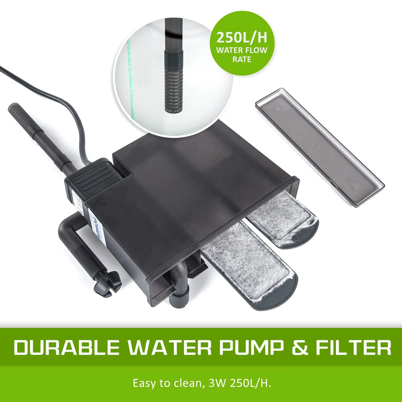70L Starfire Glass Aquarium Set, LED Light, Filter - Dynamic Power