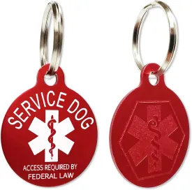 ActiveDogs Service Dog Tag Access Required by Federal Law - Medical Alert Service Dog ID Tag w/Medical Insignia, Durable Anodized Aluminum   Split Key Ring Size - 1.25" x 1.5" - Service Animal ID Tag