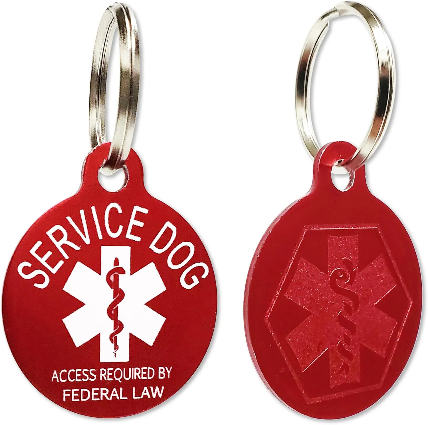 ActiveDogs Service Dog Tag Access Required by Federal Law - Medical Alert Service Dog ID Tag w/Medical Insignia, Durable Anodized Aluminum   Split Key Ring Size - 1.25" x 1.5" - Service Animal ID Tag