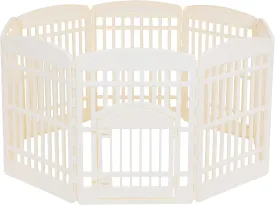 Amazon Basics 8-Panel Indoor Pet Dog Octagonal Playpen, Puppy Playpen with Door, Easy Assemble Easy Storing, 34 in, Beige