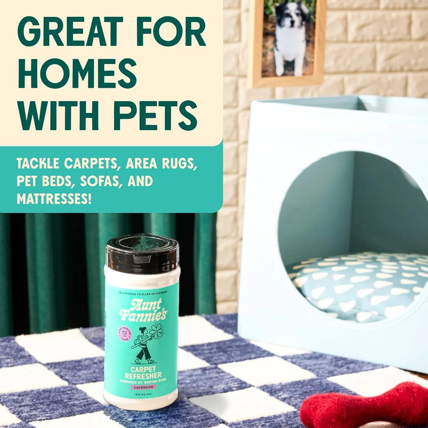 Aunt Fannie's Carpet Refresher & Deodorizer Powder, Multi-Purpose Carpet, Rug, and Upholstery Odor Eliminator for Homes with Cats and Dogs, Lavender Scent, 16 Oz (Pack of 1)