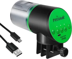 Automatic Fish Feeder for Aquarium - Auto Fish Food Dispenser Rechargeable for Small Large Tank with USB Charger Cable12/24/48H Interval Esay Set Up (Green, CY-019)