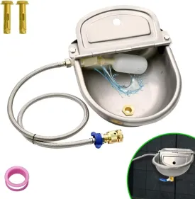 Automatic Water Dispenser for Dogs with Drainage System, Auto Water Dog Bowl with Float Valve, Self Watering Trough with Quick Connector Adapter for Horse, Chicken, Livestock