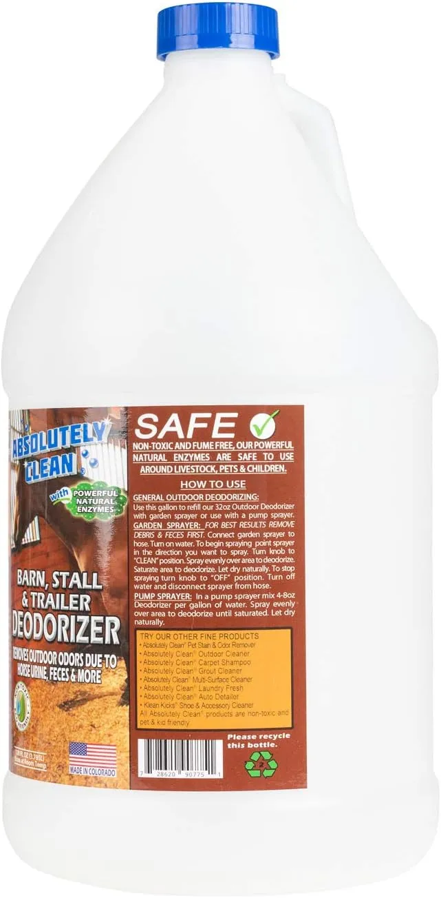 Barn, Stall, or Horse Trailer Deodorizer, Natural-Based Cleaning Spray (128oz)