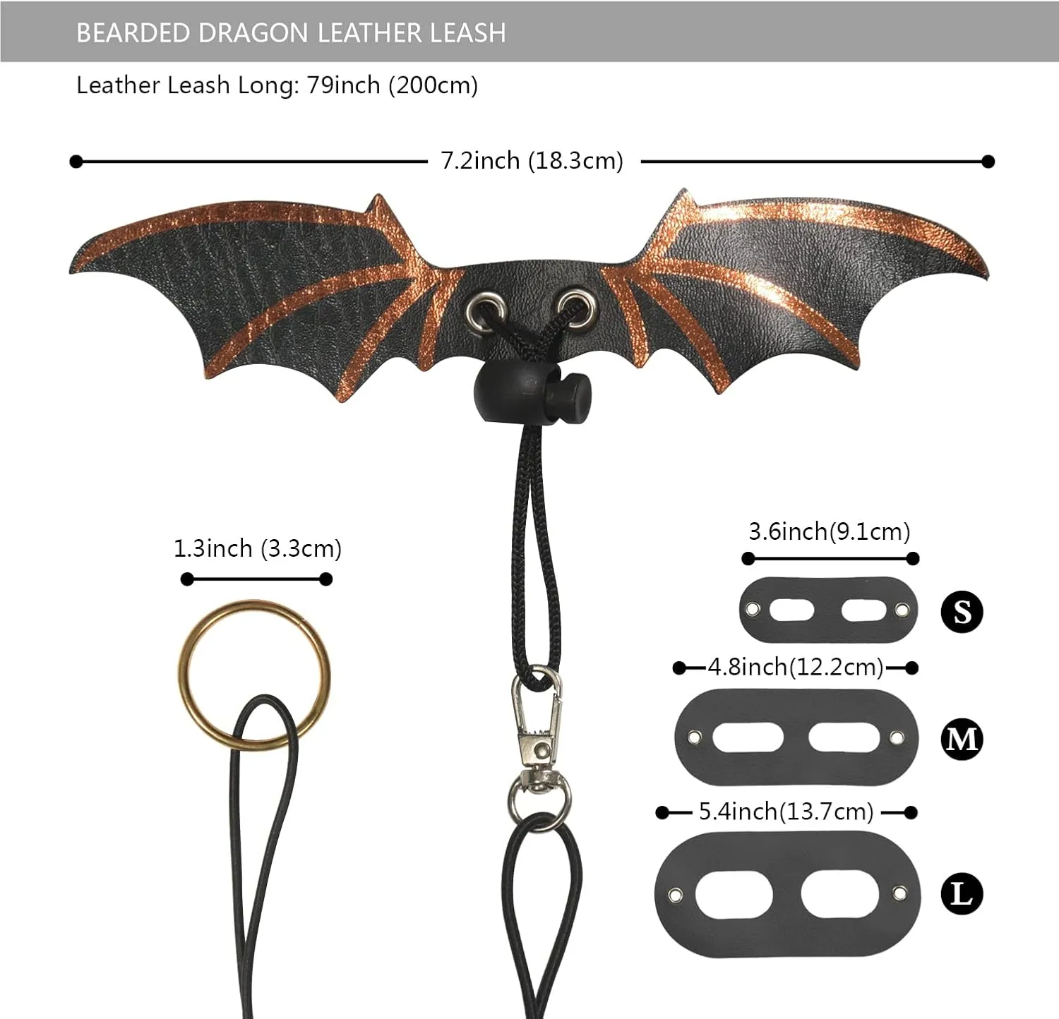 Bearded Dragon Leash and Harness Set, Beardie Carrier, Lizard Adjustable Harness with Leather Wings and Sling Bag, Reptile Small Pet Backpack Batwing Accessories (Leopard Pattern)