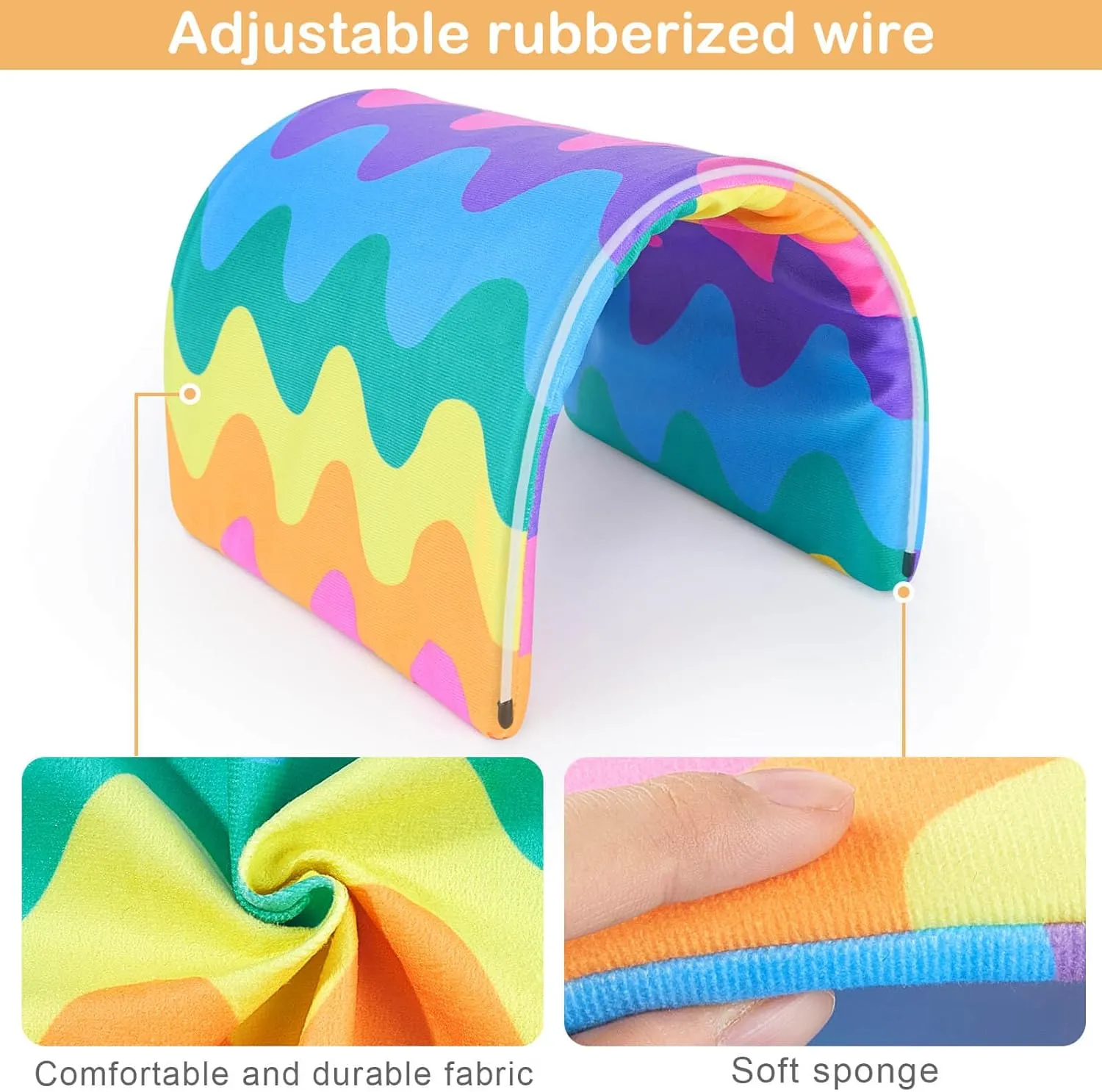 Bienbee Guinea Pig Tunnel, Guinea Pig Hideout, Washable Rabbit Tunnel and Bunny House, Rabbit Toys in Cages for Guinea Pig Bunny Rabbit Small Animal Rainbow Wave