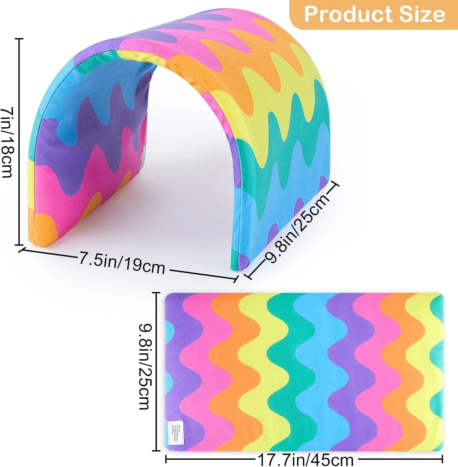 Bienbee Guinea Pig Tunnel, Guinea Pig Hideout, Washable Rabbit Tunnel and Bunny House, Rabbit Toys in Cages for Guinea Pig Bunny Rabbit Small Animal Rainbow Wave