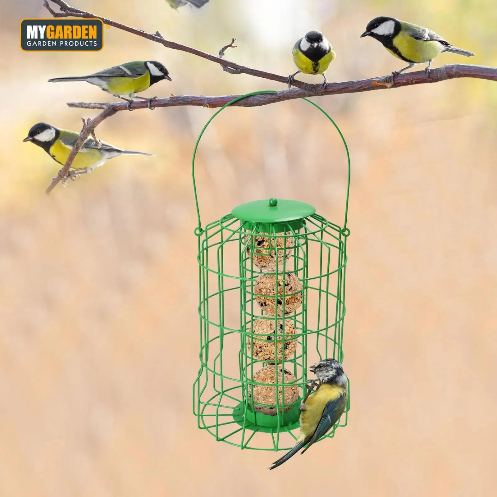 Bird Feeder Metal Fat Ball Squirrel Proof - Green