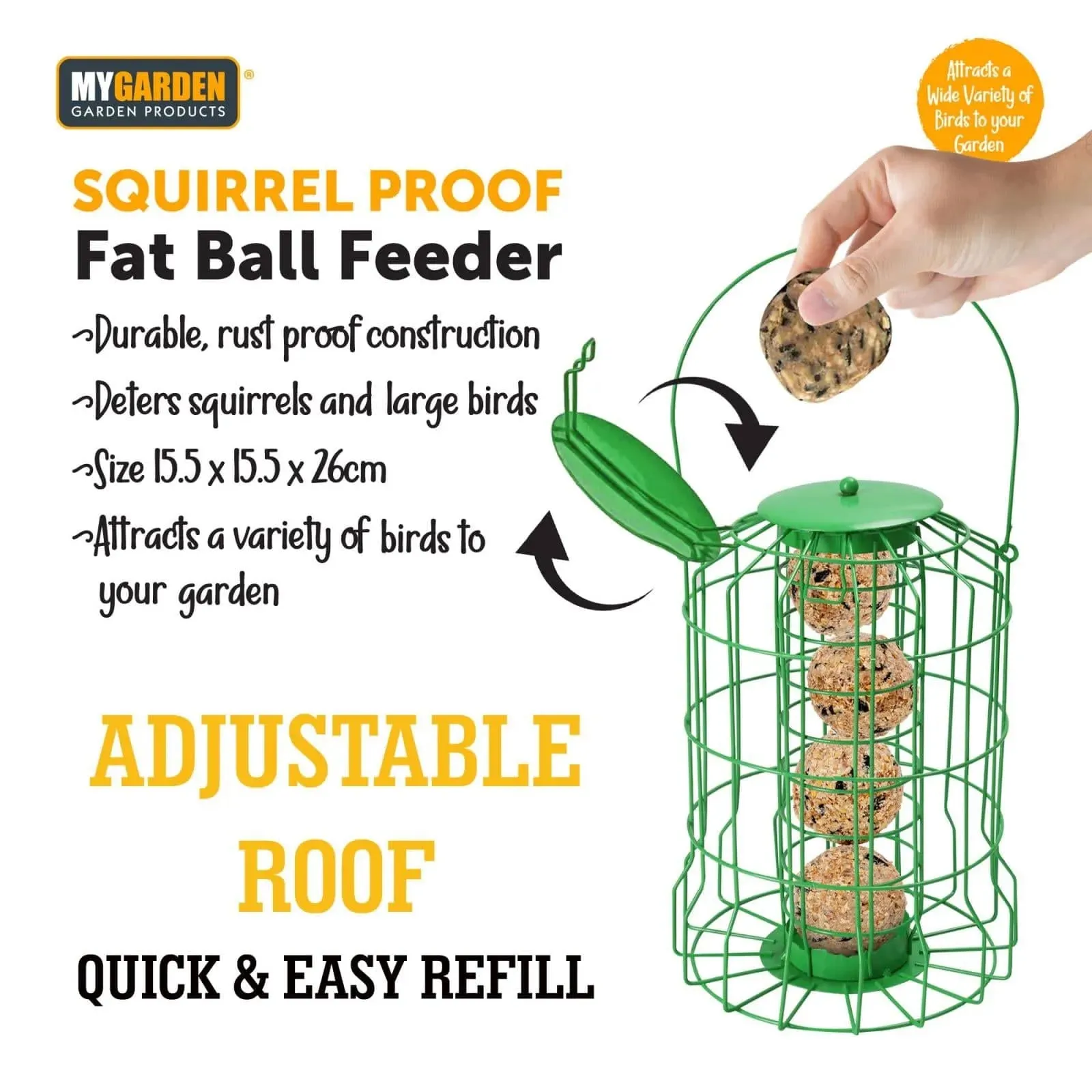 Bird Feeder Metal Fat Ball Squirrel Proof - Green