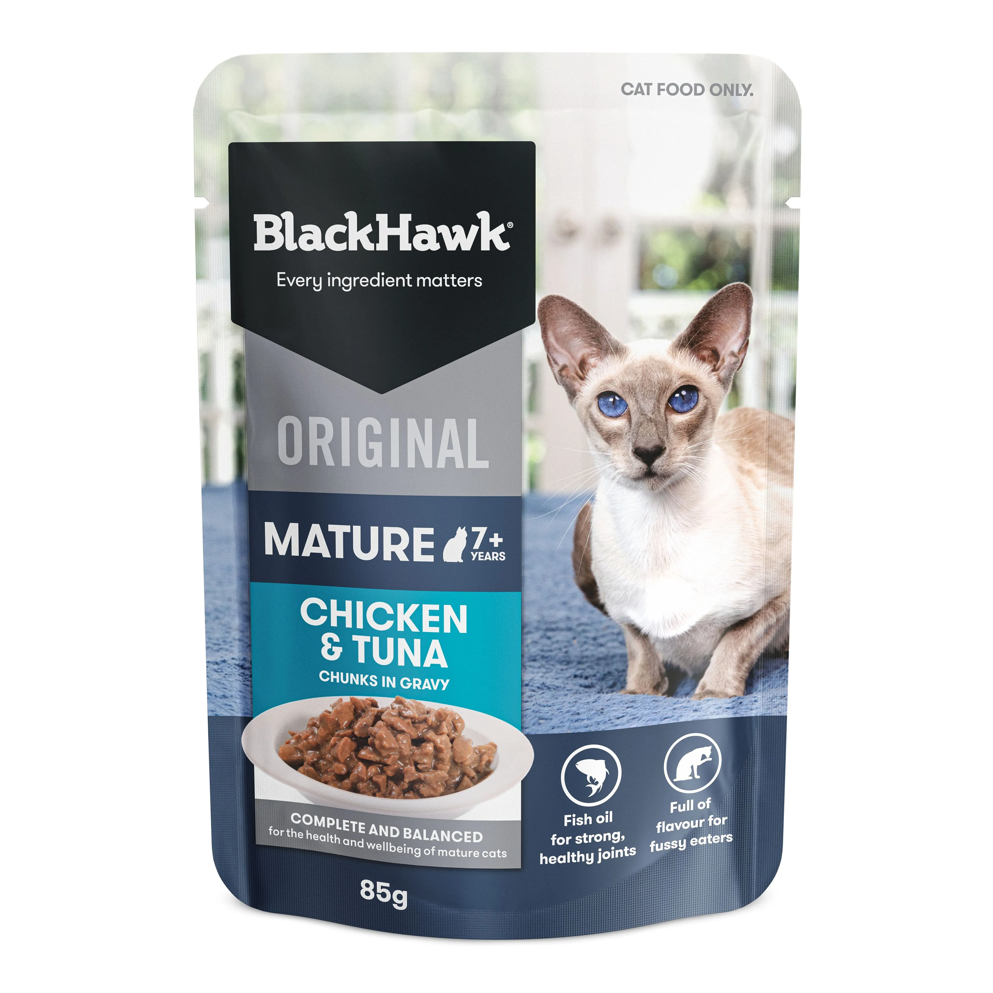 Black Hawk Chicken and Tuna Senior Cat Wet Food 85gx12^^^