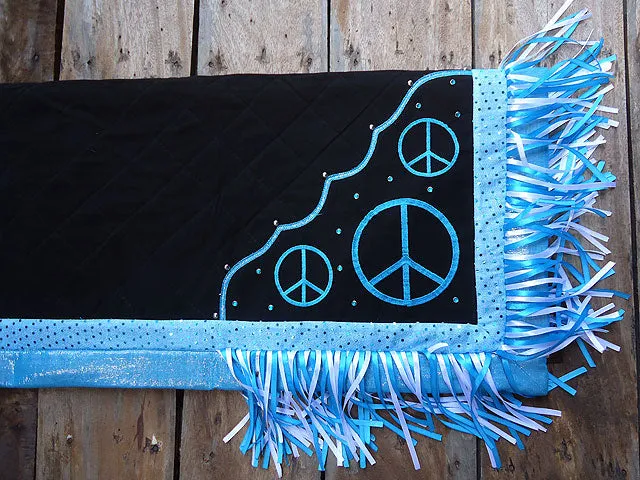 Black Hilason Western Show Barrel Racing Rodeo Saddle Blanket Pad Peace Sign