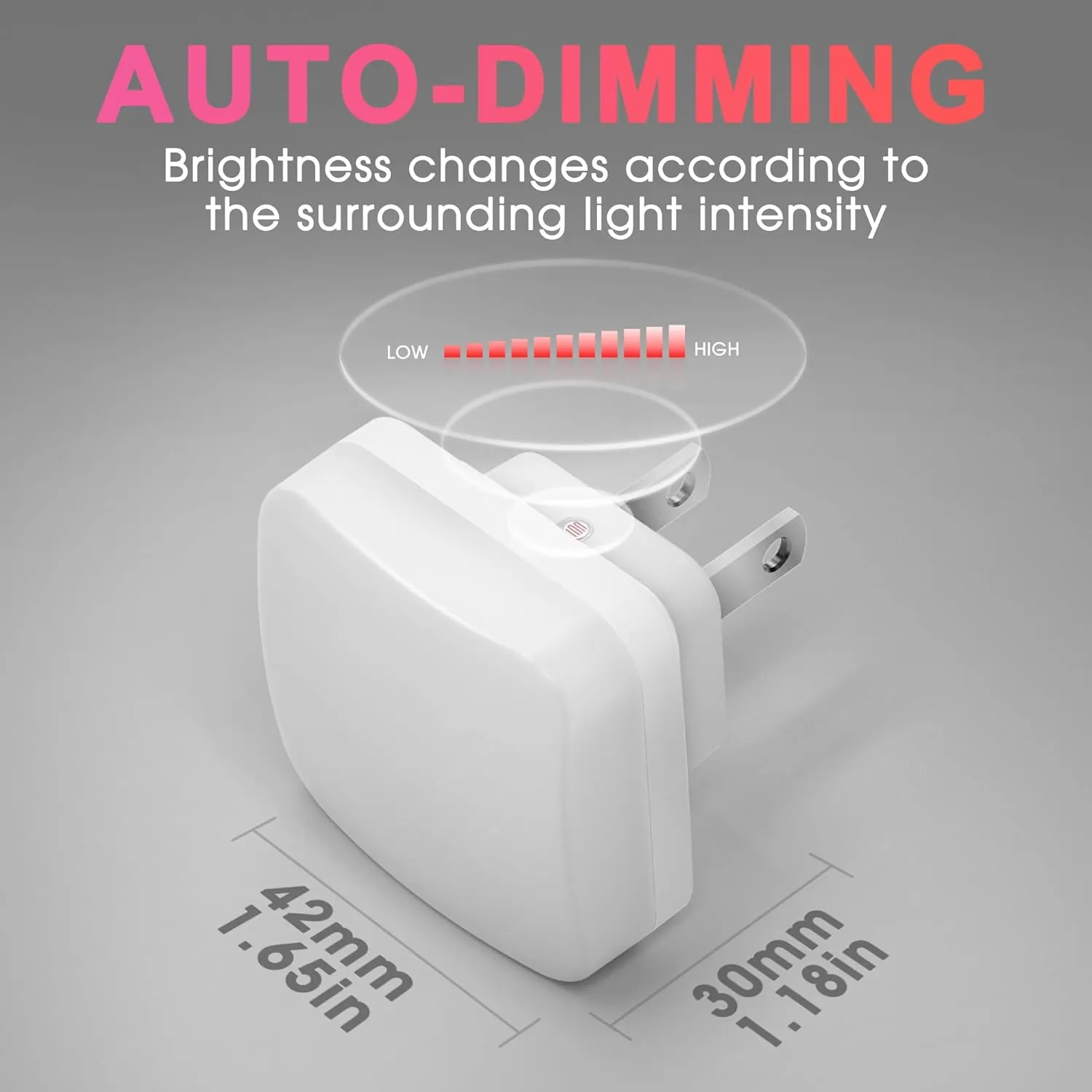 Briignite Red Night Lights Plug into Wall, Nightlights with Light Sensor Dusk to Dawn, 0.3W Square Plug in Night Light for Kids, Red Night Light for Bathroom Bedroom Kitchen, 2 Pack LED Night Lights