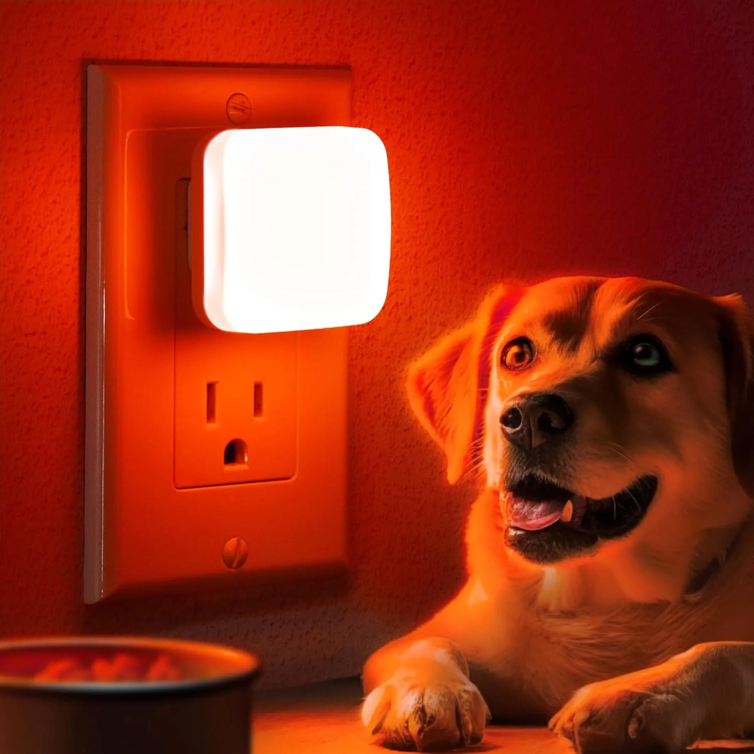 Briignite Red Night Lights Plug into Wall, Nightlights with Light Sensor Dusk to Dawn, 0.3W Square Plug in Night Light for Kids, Red Night Light for Bathroom Bedroom Kitchen, 2 Pack LED Night Lights