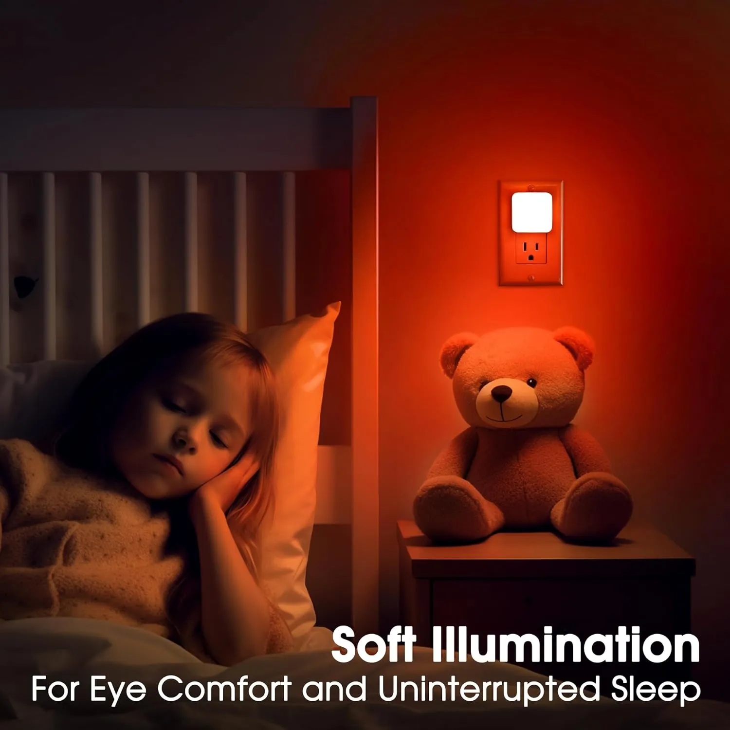 Briignite Red Night Lights Plug into Wall, Nightlights with Light Sensor Dusk to Dawn, 0.3W Square Plug in Night Light for Kids, Red Night Light for Bathroom Bedroom Kitchen, 2 Pack LED Night Lights