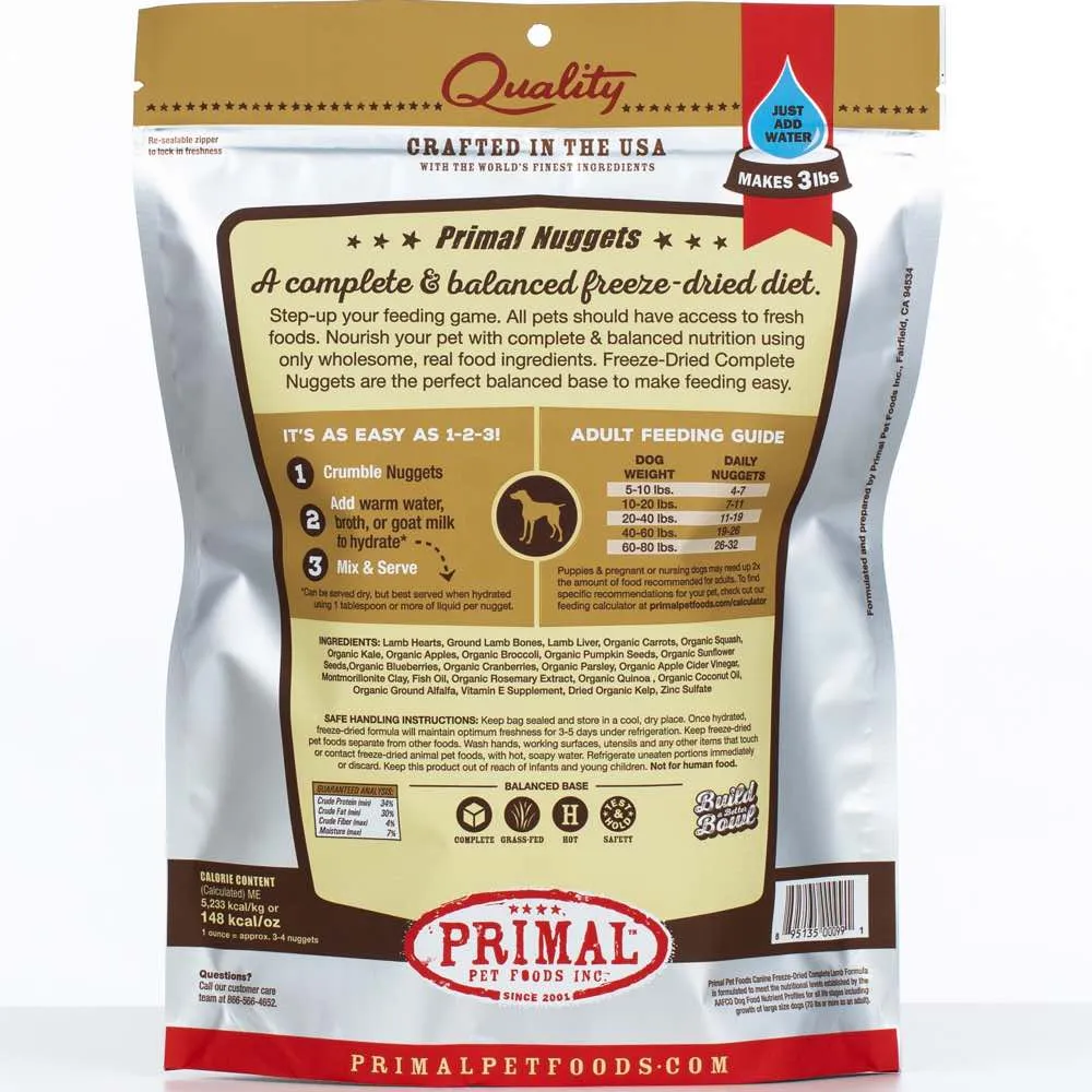 'BUNDLE DEAL': Primal Lamb Formula Grain-Free Freeze-Dried Dog Food 14oz