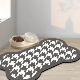 Cat Dog Bowl Mat-Absorbent Dog Mat for Food and Water, No Stains Quick Dry Dog Food Mat Non Skid Dog Bone Shape Pet Water Dispenser Mat for Messy Drinkers-1220" Dark Gray