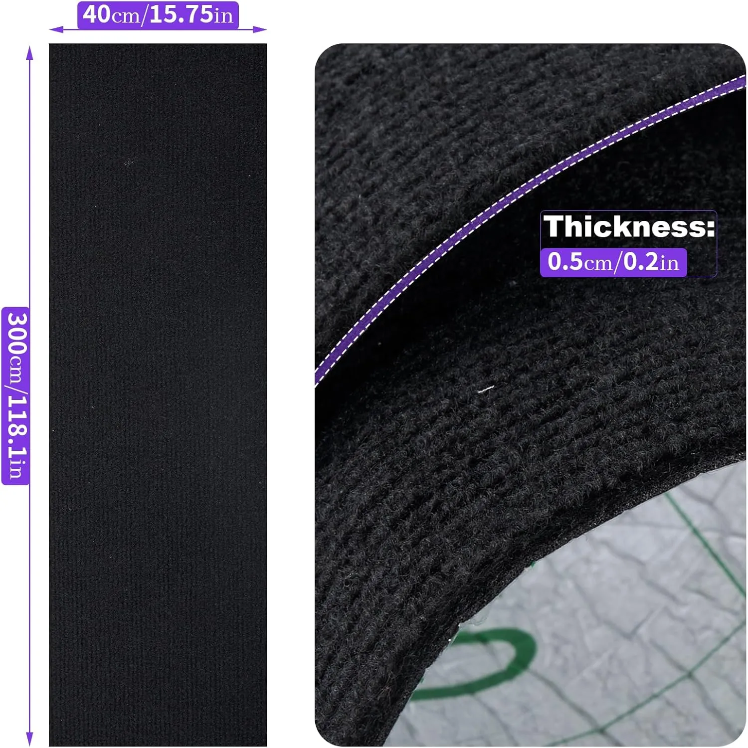Cat Scratching Mat, Trimmable DIY Self-Adhesive Anti Scratch Furniture Protector, Climbing Wall Carpet, Couch Protector, Scratcher Scratching Pad Post Replacement (Black, 118.1"x15.8")