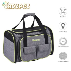 Dadypet Expandable 600D Material Travel Pet Carrier Soft Sided Foldable Pet Dog Cat Carrier Bag