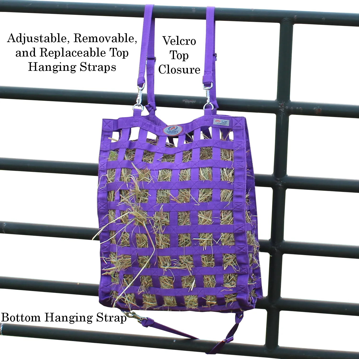 Derby Originals Superior Slow Feeder Horse Hay Bag with Super Tough Bottom with 1.75" Square Openings and 1 Year Warranty