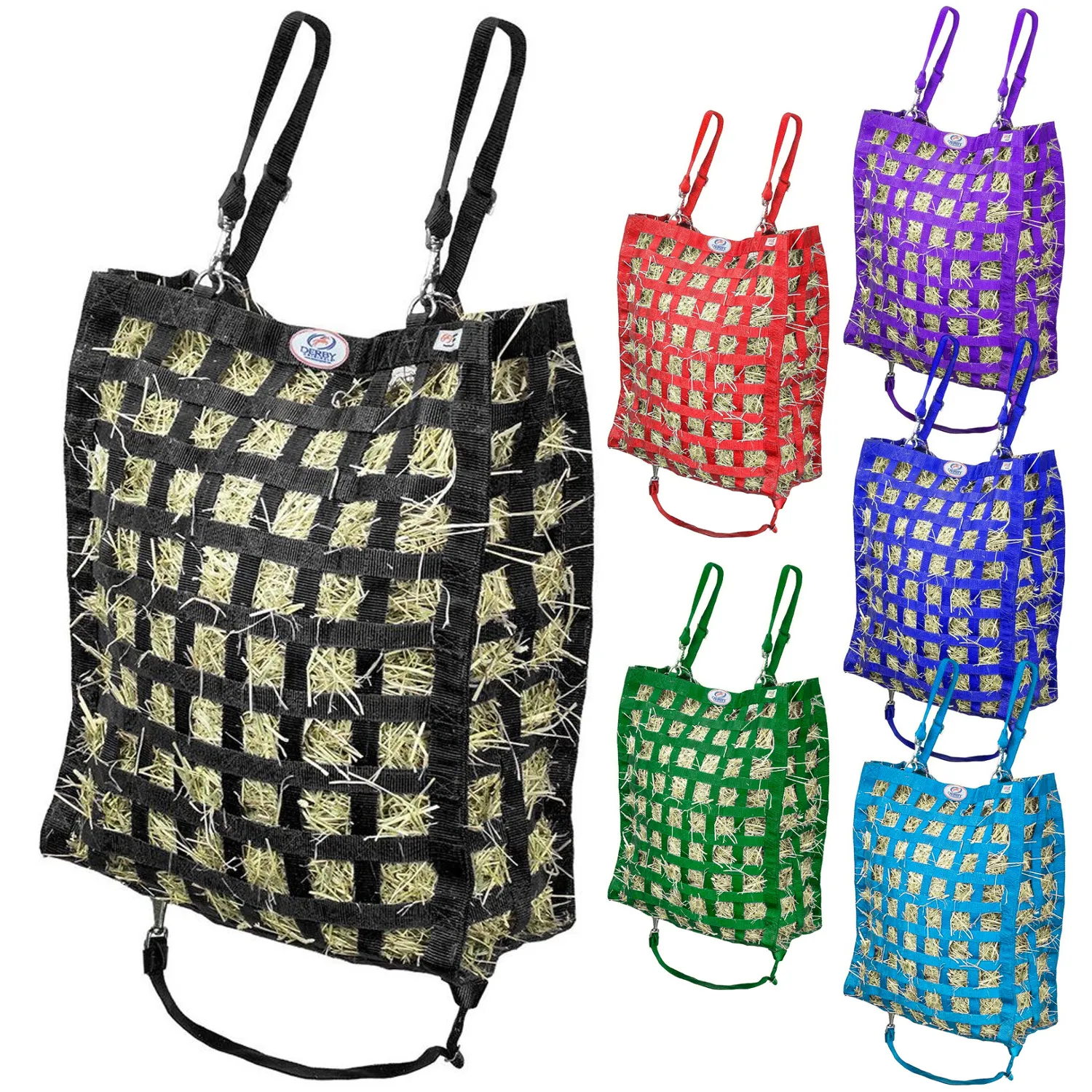 Derby Originals Superior Slow Feeder Horse Hay Bag with Super Tough Bottom with 1.75" Square Openings and 1 Year Warranty
