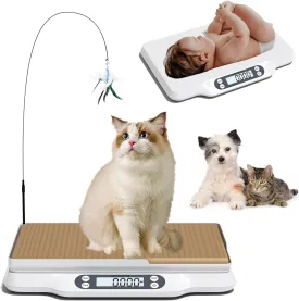 Digital Pet Scale for Cats, Portable Electronic Pet Weight Scale with Cat Scratch Board, Capacity up to 66 lb, Tray Size 15.7 * 11.8in, Small Animal Display Scale for Kitten, Rabbit or Puppy(White)