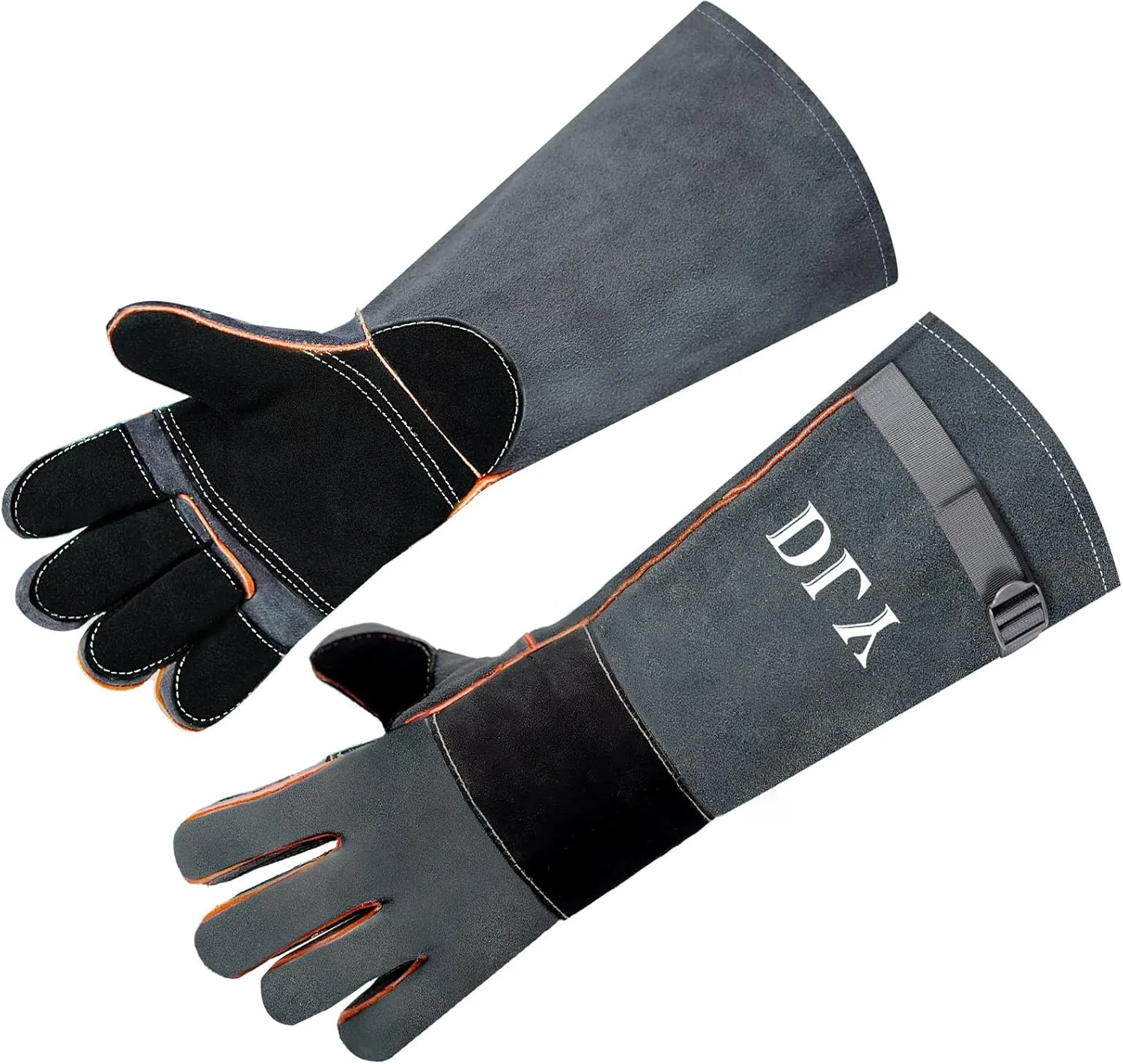 DLY Animal Handling Gloves, Double Cowhide Leather Reinforced Padding, Dog Bite Gloves for Grabbing Cat, Reptile, Falcon