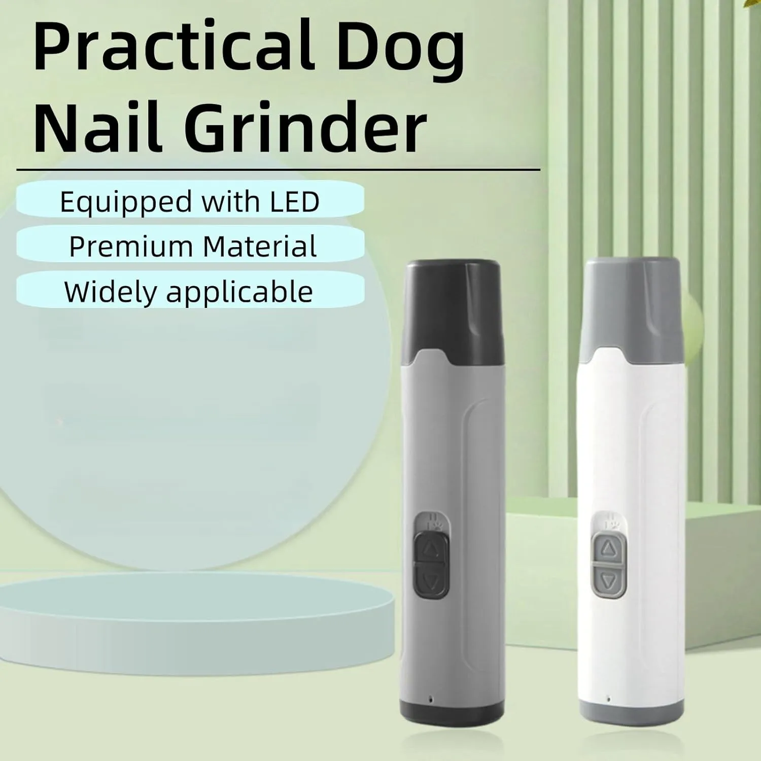Dog Nail Grinder - USB Rechargeable - LED Light - Professional 2 Speed Electric Pet Nail Trimmer Painless Paws Grooming & Smoothing for Small Medium Large Dogs & Cats (Grey)