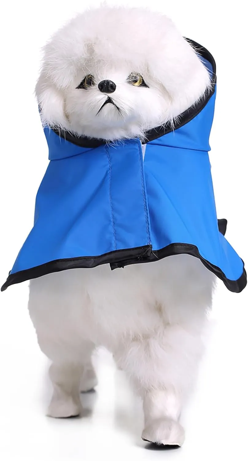 Dog Raincoat Hooded, Reflective Dog Slicker Poncho Adjustable Waterproof Lightweight Rain Jacket for Dogs,Blue,S