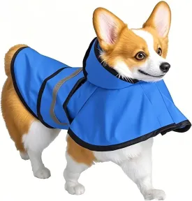 Dog Raincoat Hooded, Reflective Dog Slicker Poncho Adjustable Waterproof Lightweight Rain Jacket for Dogs,Blue,S