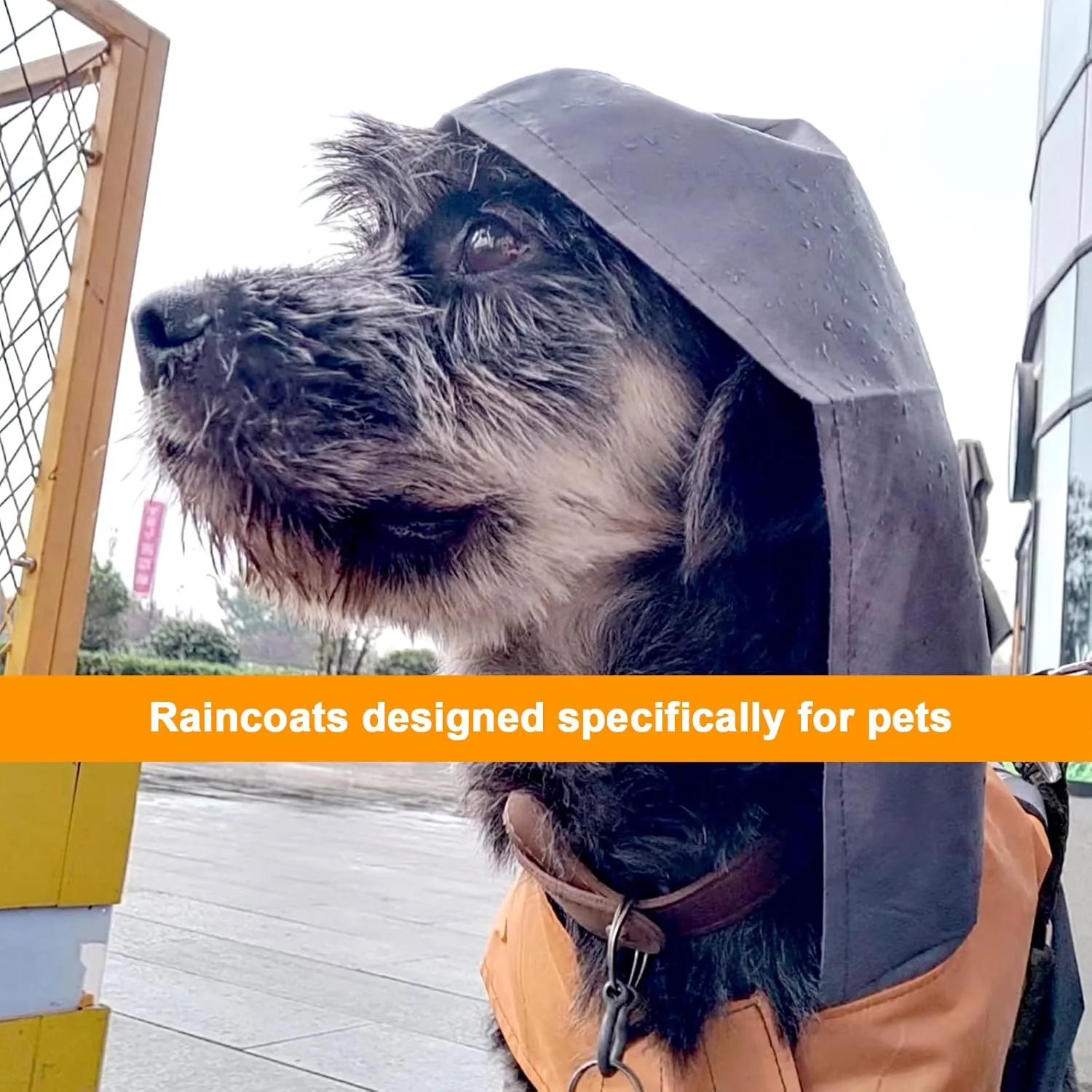 Dog Raincoat with Reflective Strip, Ultra Light Breathable Waterproof Dog Rain Jacket, Adjustable Waterproof Dog Raincoat with Hood, Suitable for Small, Medium, and Large Dogs (Grey, S)