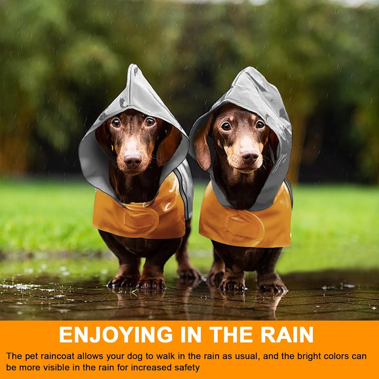 Dog Raincoat with Reflective Strip, Ultra Light Breathable Waterproof Dog Rain Jacket, Adjustable Waterproof Dog Raincoat with Hood, Suitable for Small, Medium, and Large Dogs (Grey, S)