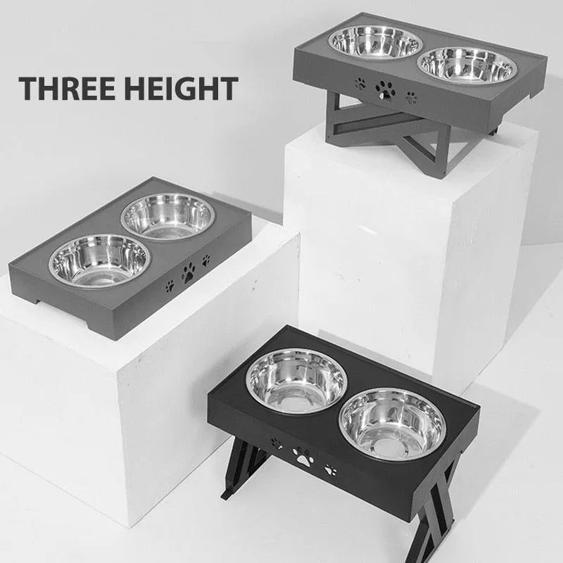 Double Diner Non-Slip Bowl, adjustable height