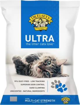 Dr. Elsey’s Premium Clumping Cat Litter - Ultra - 99.9% Dust-Free, Low Tracking, Hard Clumping, Superior Odor Control, Unscented & Natural Ingredients
