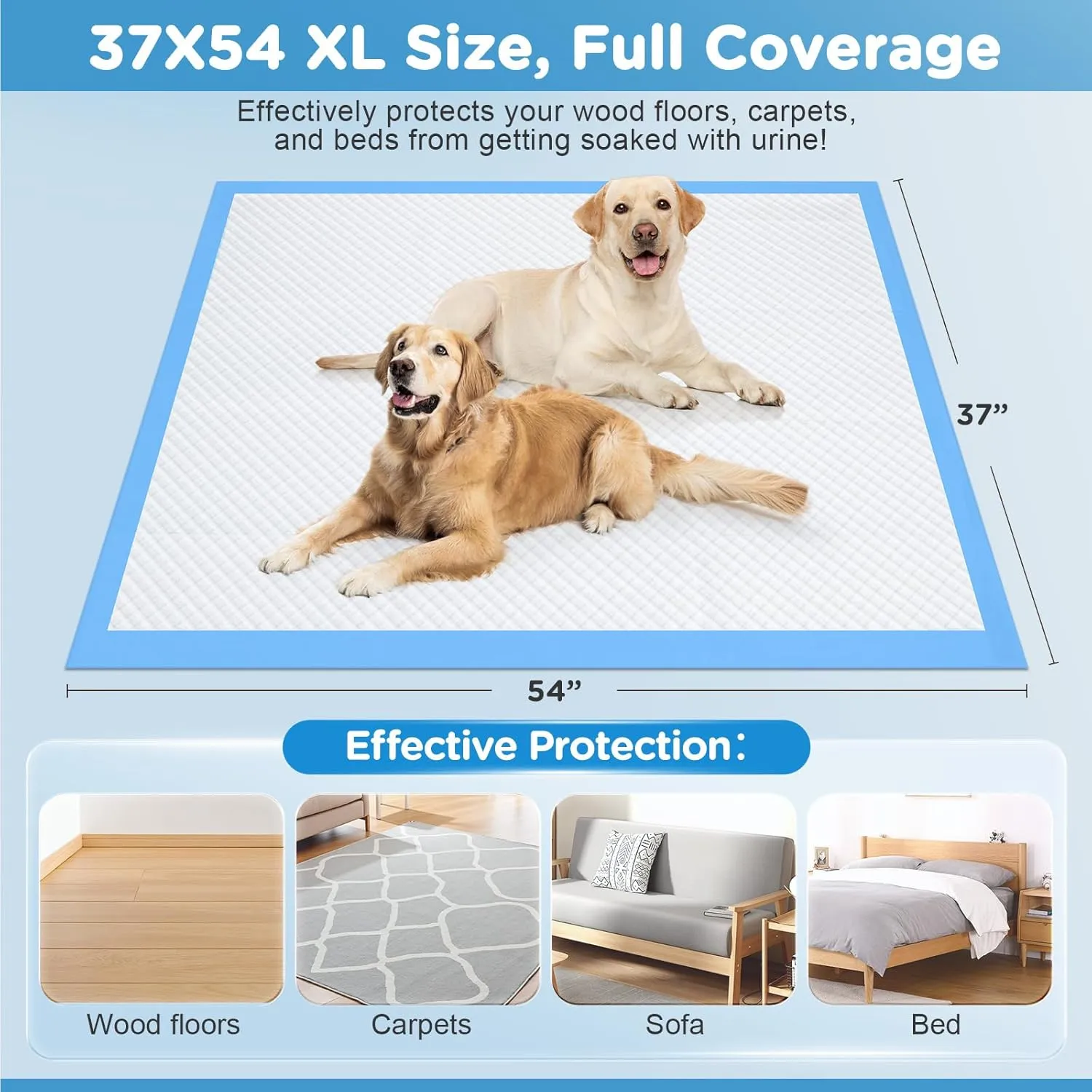 Enormous 37"x 54" Dog Training Potty Pads, Thicken Super Absorbent & Leak-Proof 6 Layers Puppy Pads 30 Counts, Disposable Dog Pee Pads Extra Large for Puppy, Surgery, Older, Cats, Rabbits