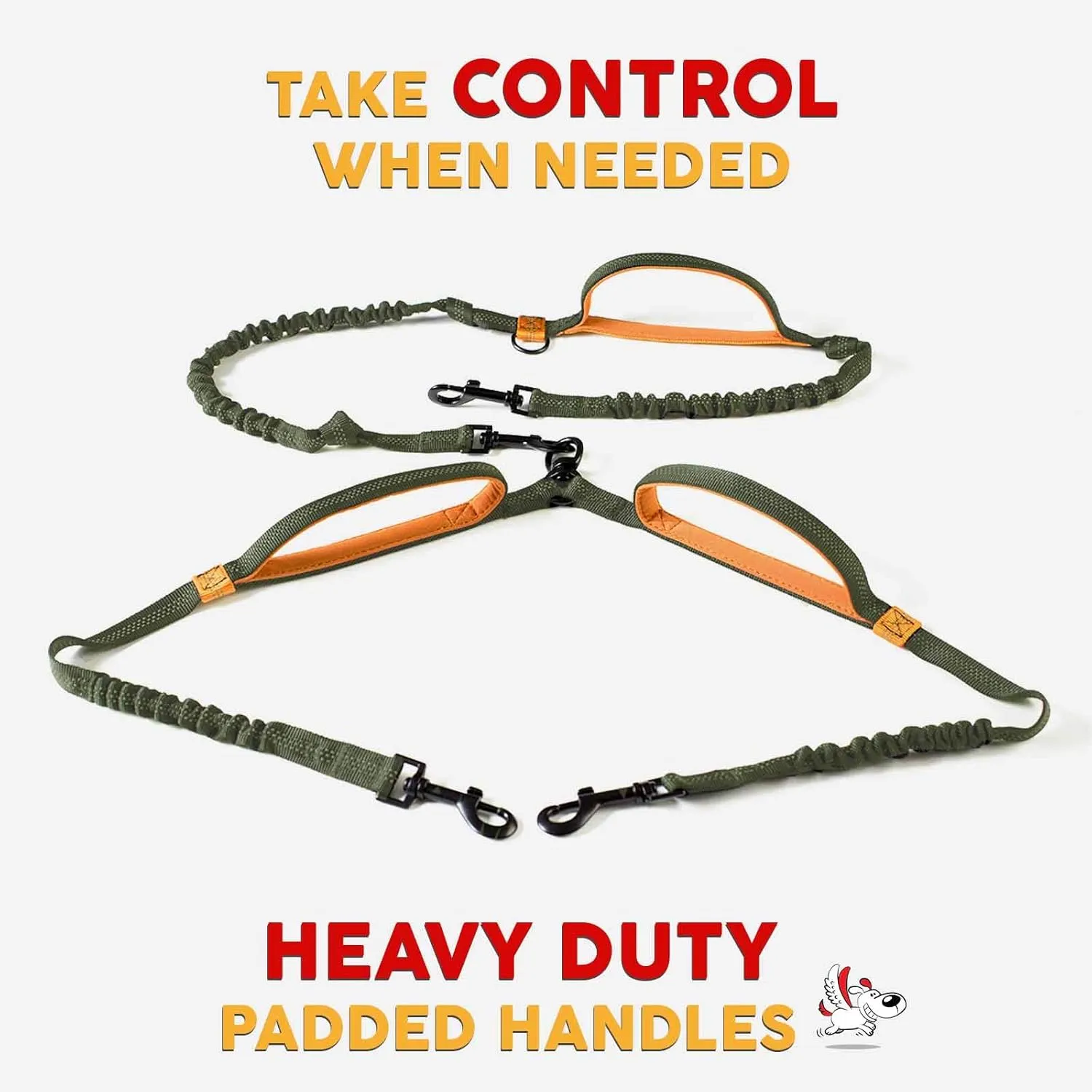 Exquisite Hands-Free Leash for Two Medium Dogs  Perfect for Active Pet Owners  Comfortable, Durable & Ideal for Running, Walking, Hiking  Premium Dual Waist Lead with Bungee  Must-Have Dog Gear